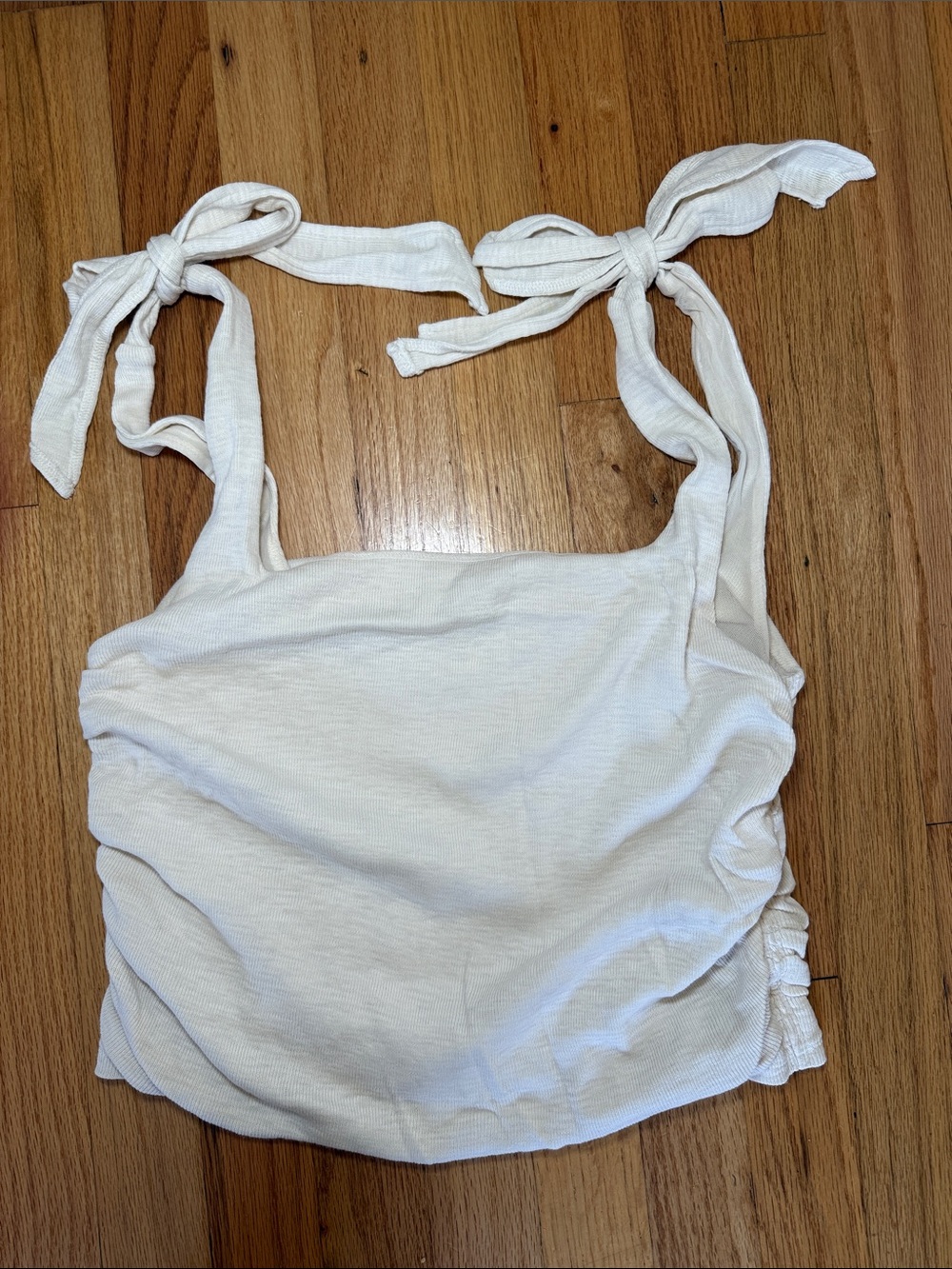 Free People’s Cream Tie-Shoulder Crop Tank Top